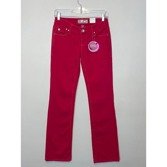 Y2K Glo Jeans Scarlet Red Hot Low-Rise Bootcut Stretch Juniors Size 1 - Picture 2 of 8